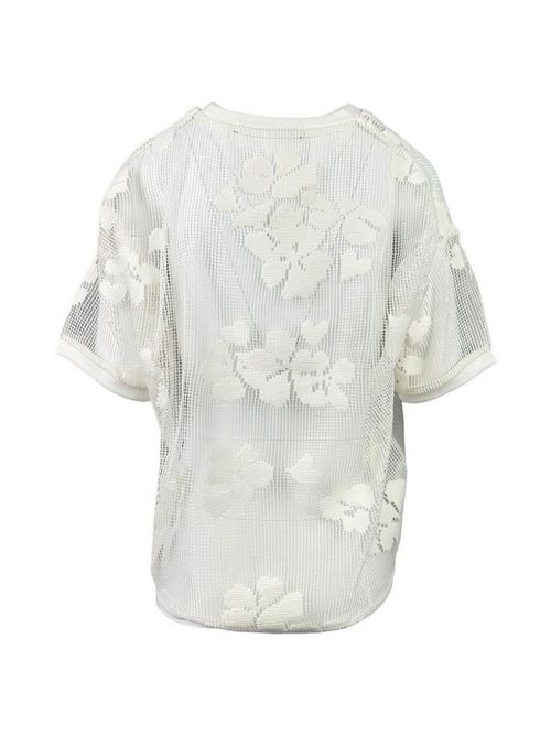 t-shirt donna traforata in pizzo floreale bianco Noumeno Concept | T102-16000BIANCO